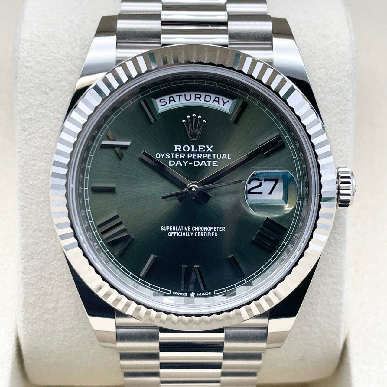 プレオウンド ロレックス デイデイト 228239 オリーブグリーン ホワイトゴールド 40mm