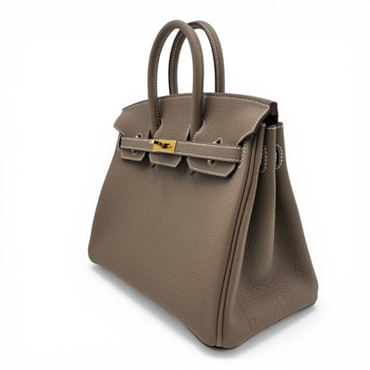 プレオウンドエルメス バーキン 25 エトゥープ トゴ ゴールド金具 G刻印