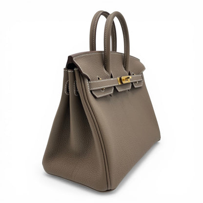 プレオウンドエルメス バーキン 25 エトゥープ トゴ ゴールド金具 G刻印