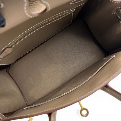 プレオウンドエルメス バーキン 25 エトゥープ トゴ ゴールド金具 G刻印