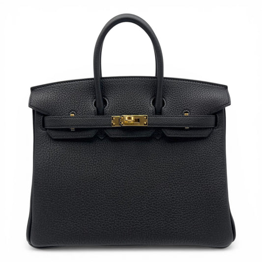 プレオウンドエルメス バーキン 25 ノワール トゴ ゴールド金具 K刻印