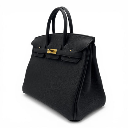 プレオウンドエルメス バーキン 25 ノワール トゴ ゴールド金具 K刻印